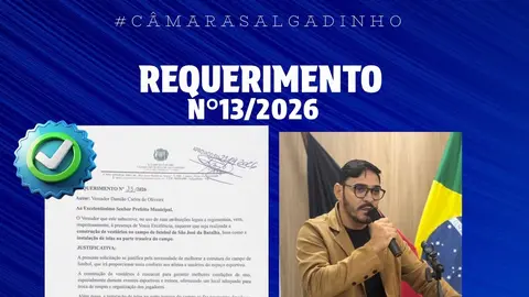 Vereador Damião requer melhorias para campo de São José da Batalha
