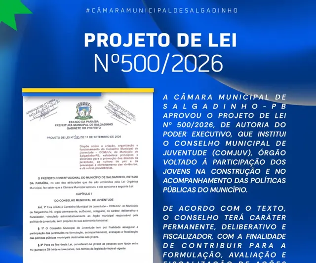 Câmara aprova projeto que institui o Conselho Municipal de Juventude