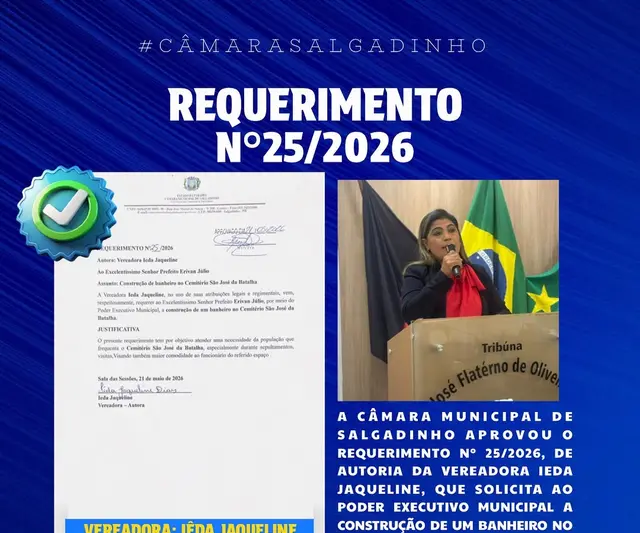 Câmara de Salgadinho aprova requerimento para construção de banheiro em cemitério