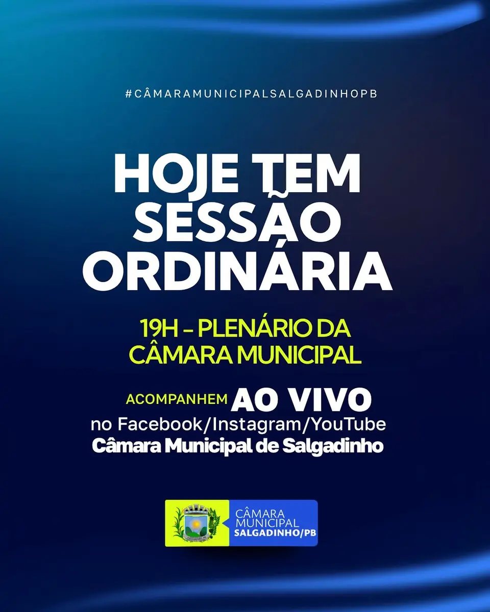 Câmara de Salgadinho anuncia sessão ordinária às 19h