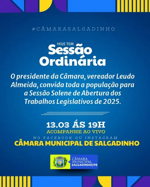 Presidente Leudo Almeida convida população para Sessão Solene de Abertura dos Trabalhos Legislativos 2025