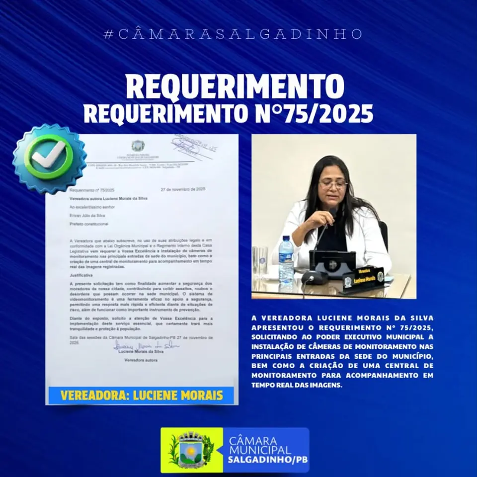 Vereadora propõe câmeras e central de monitoramento para segurança municipal